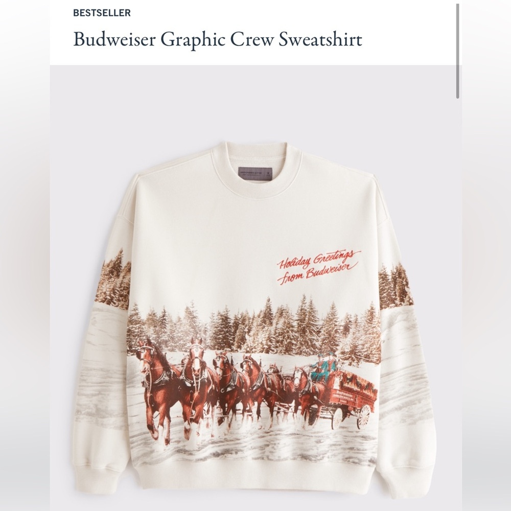 *VIRAL* SOLD OUT! NWT Abercrombie Budweiser Graphic Crew Sweatshirt